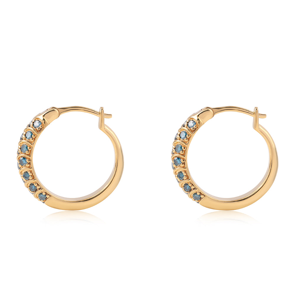 Pozlátené Strieborné Náušnice s Modrým Diamantom