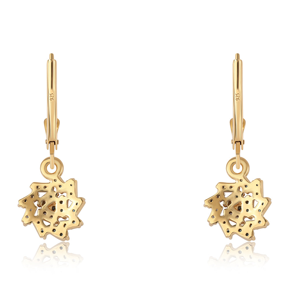 Pozlátené Strieborné Náušnice s Modrým Diamantom a Bielym Diamantom