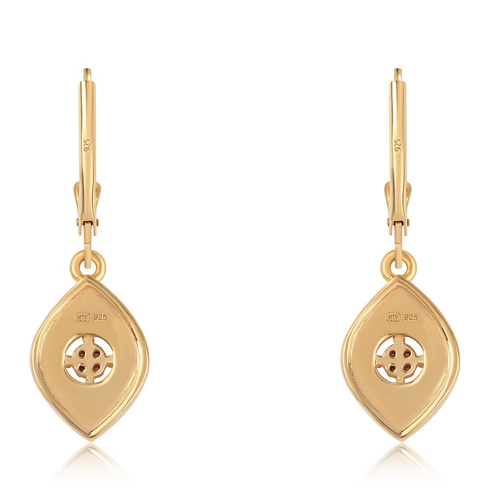 Pozlátené Strieborné Náušnice s Modrým Diamantom