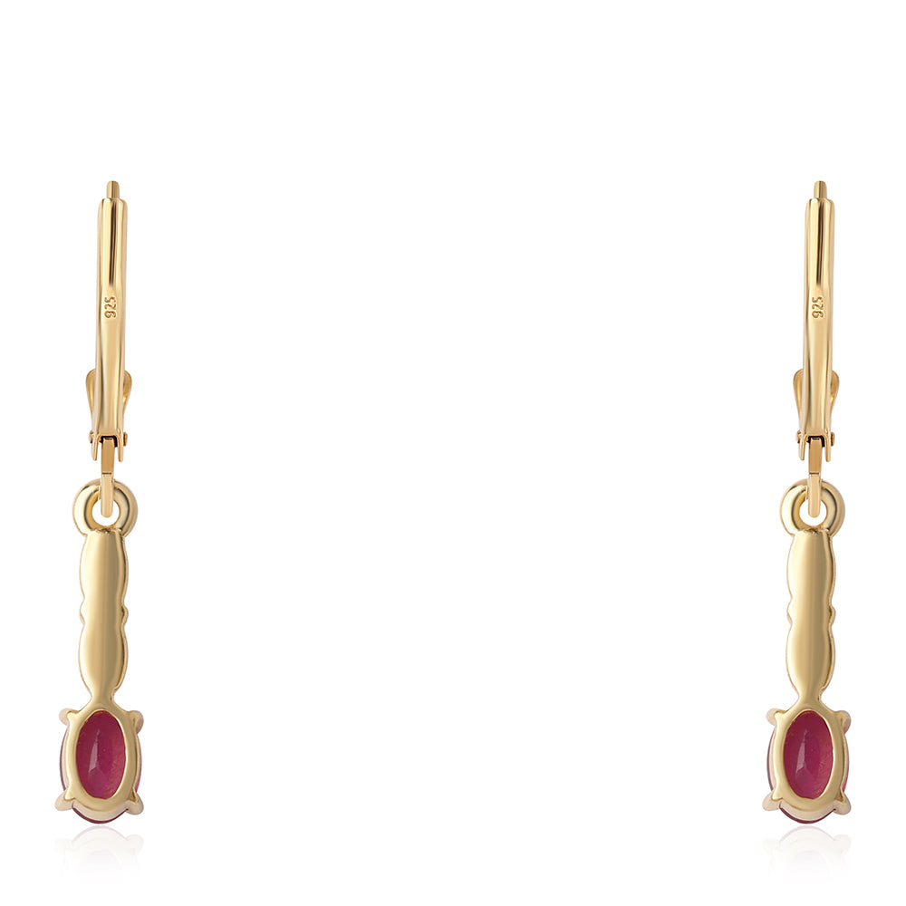 Pozlátené Strieborné Náušnice s Mozambickým Rubínom
