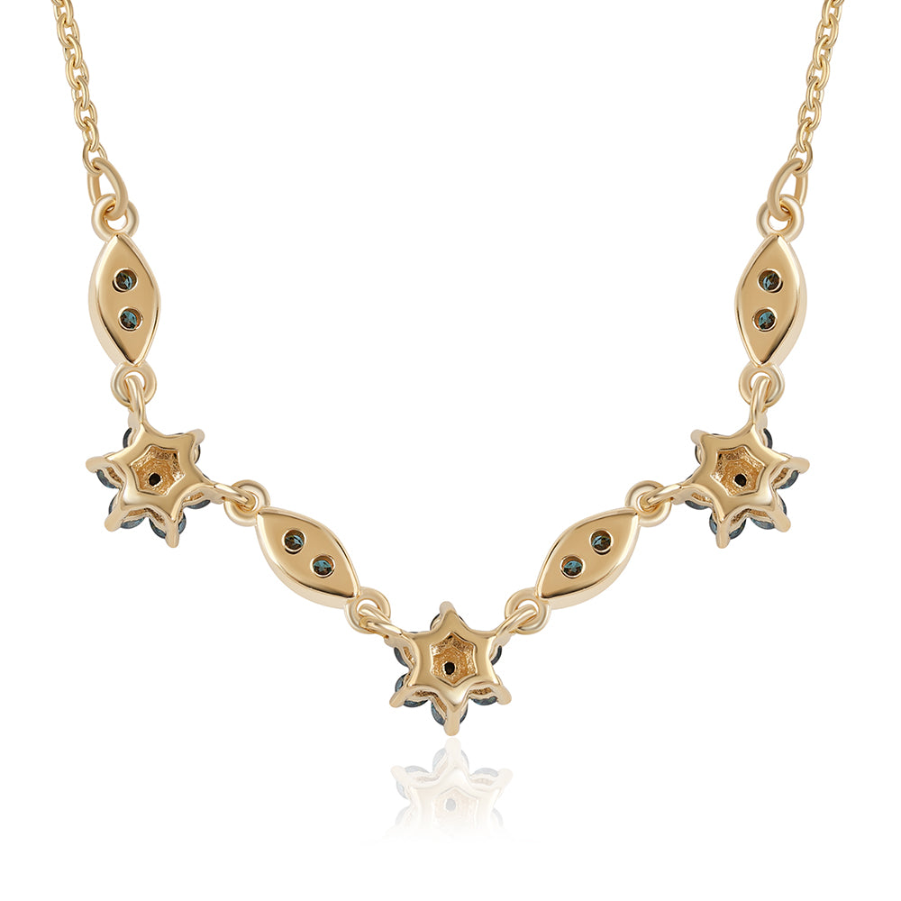 Pozlátený Strieborný Náhrdelník s Modrým Diamantom