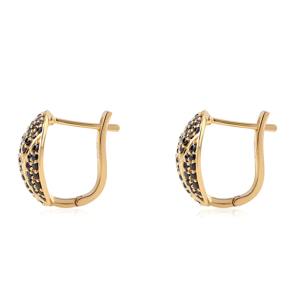 Pozlátené Strieborné Náušnice s Čiernym Spinelom