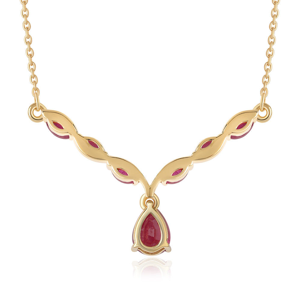 Pozlátený Strieborný Náhrdelník s Mozambickým Rubínom