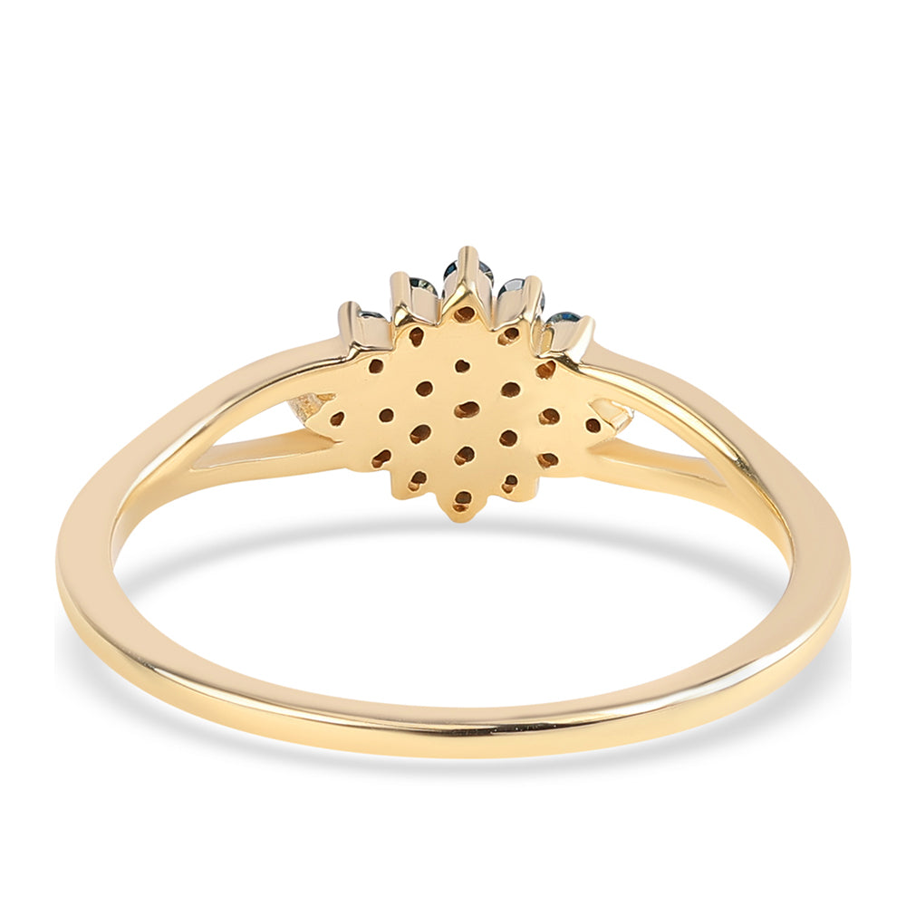 Pozlátený Strieborný Prsteň s Modrým Diamantom