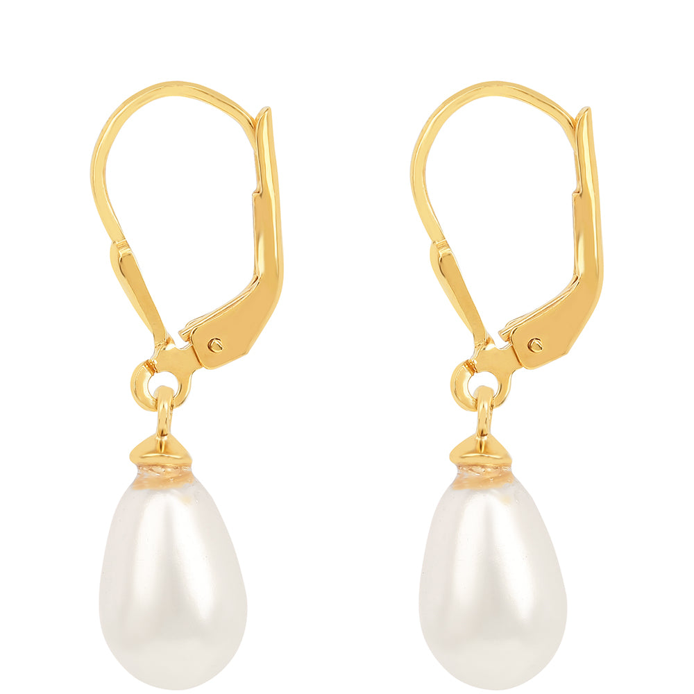 Pozlátené Strieborné Náušnice s S Krémovú Sladkovodnou Perlou