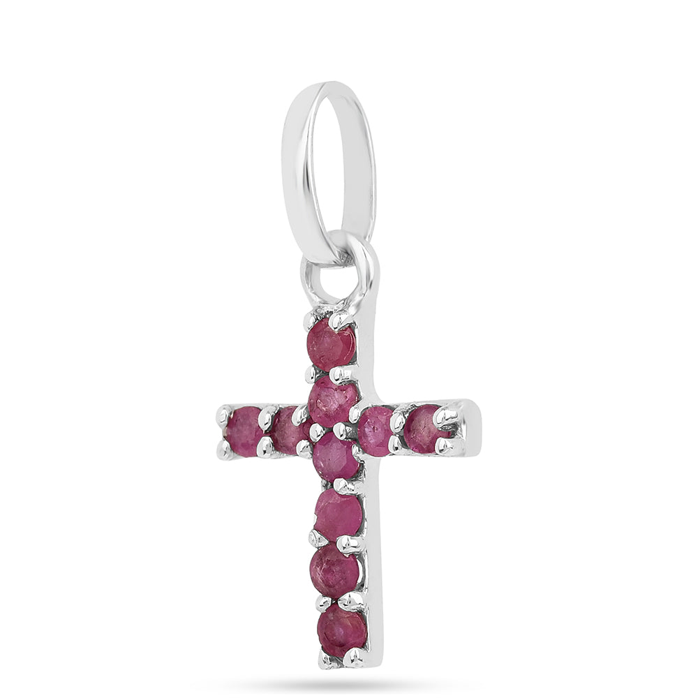 Kríž Strieborný Prívesok s Thajským Rubínom