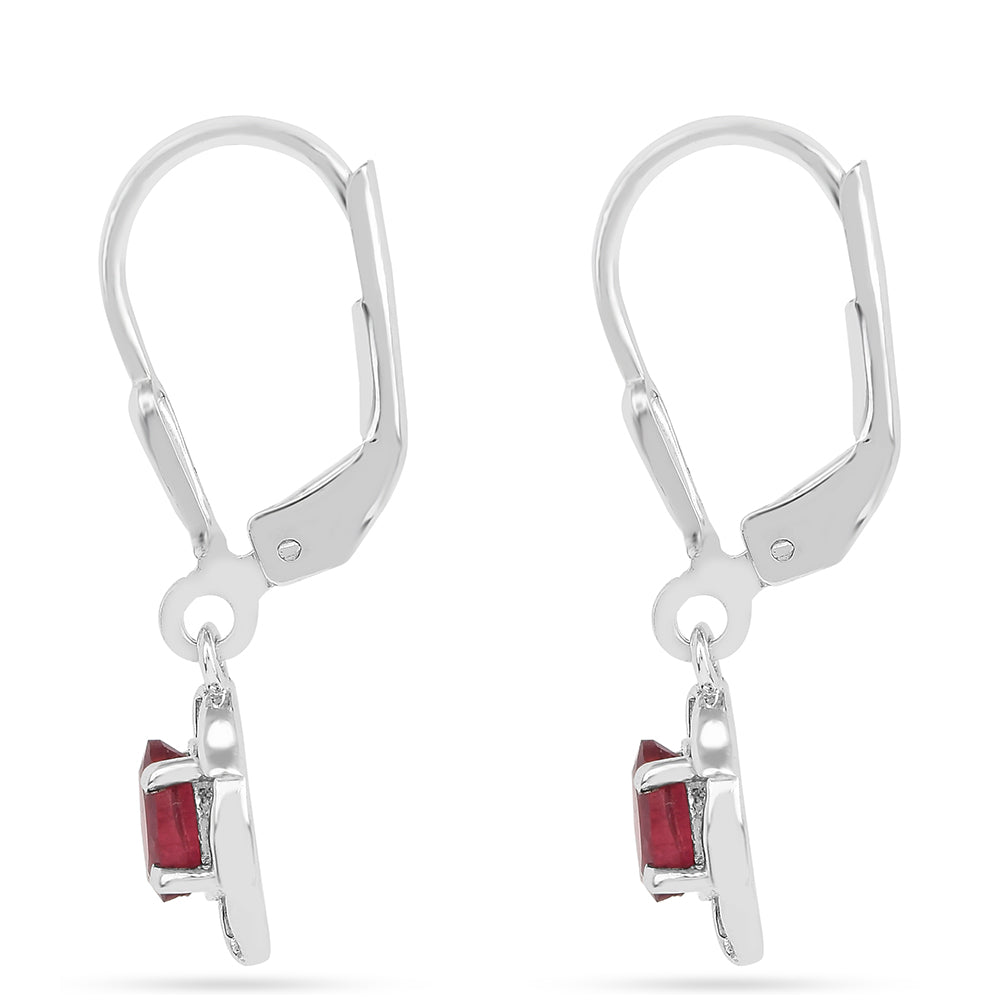 Strieborné Náušnice s Thajským Rubínom