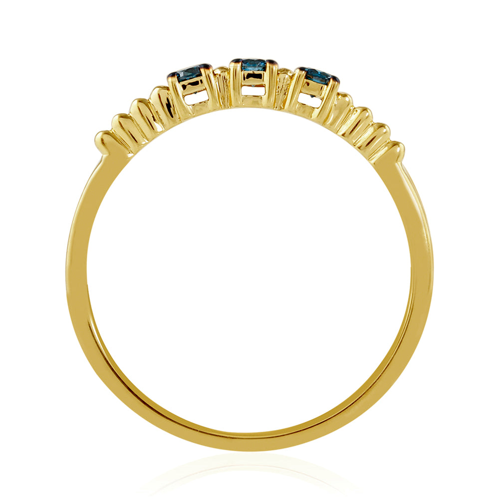 Pozlátený Strieborný Prsteň s Modrým Diamantom