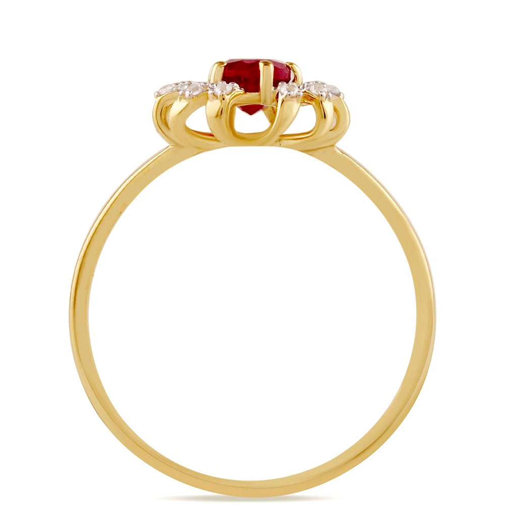 Pozlátený Strieborný Prsteň s Thajským Rubínom a Bielym Topásom