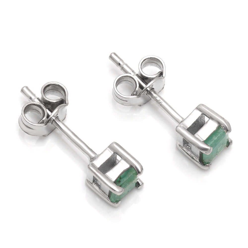 Strieborné Náušnice s Brazílskym Smaragdom