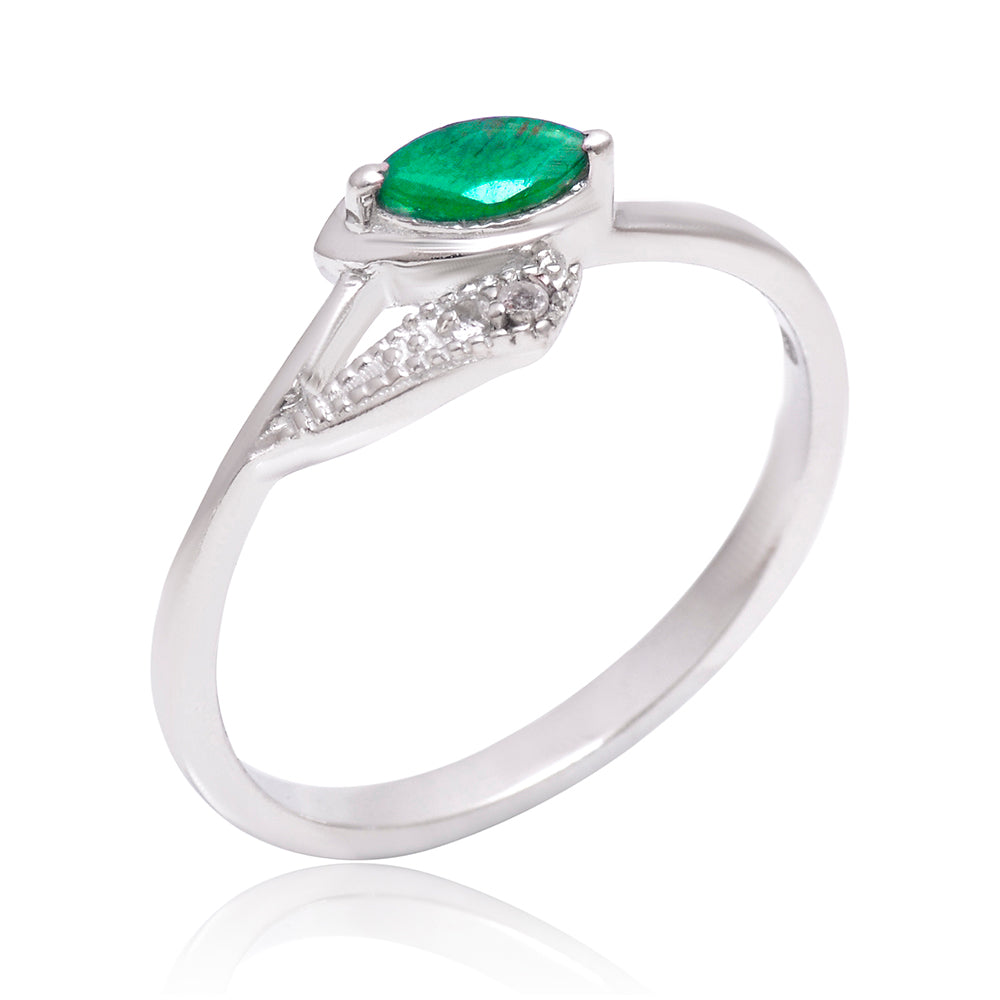 Strieborný Prsteň s Brazílskym Smaragdom a Bielym Topásom
