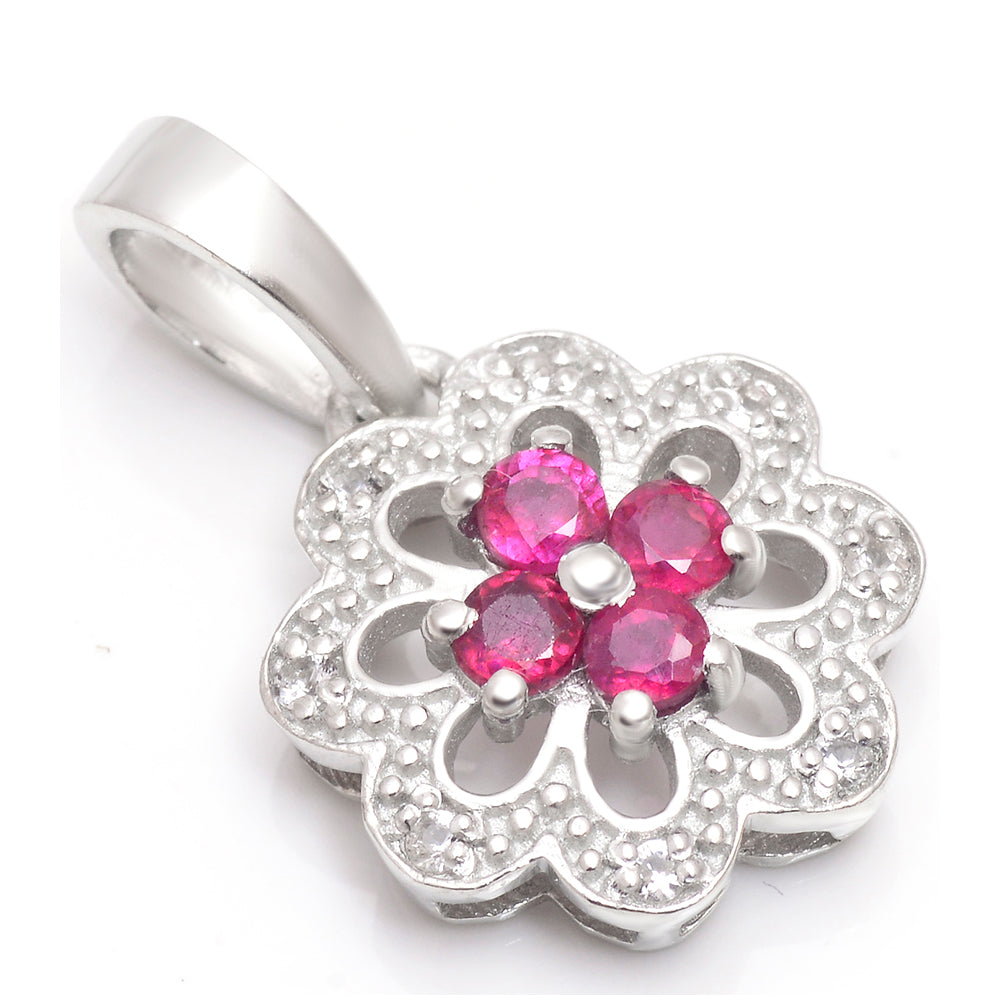 Strieborný Prívesok s Madagaskarským Rubínom a Bielym Topásom