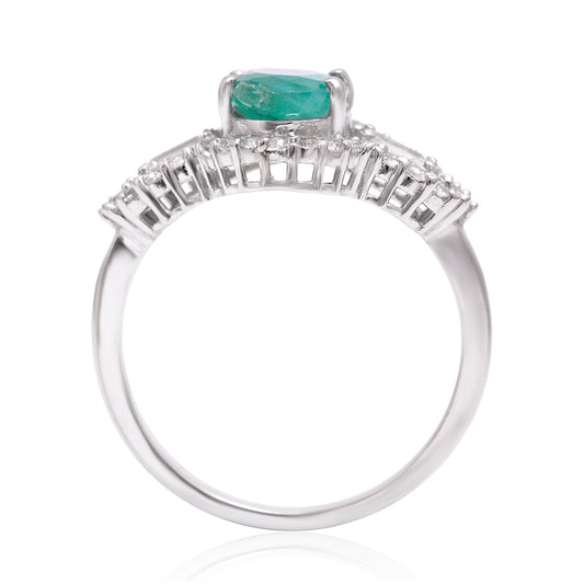 Strieborný Prsteň s Brazílskym Smaragdom a Bielym Topásom