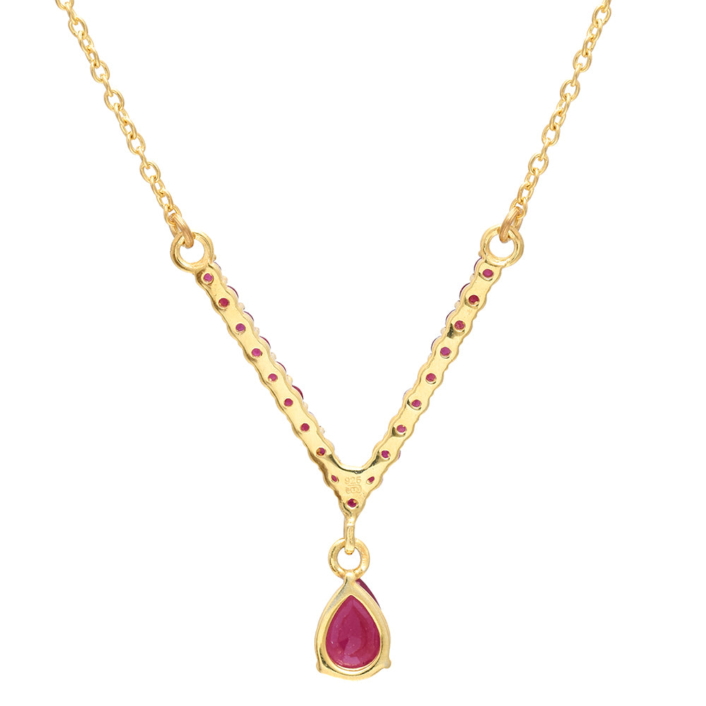 Pozlátený Strieborný Náhrdelník s Madagaskarským Rubínom
