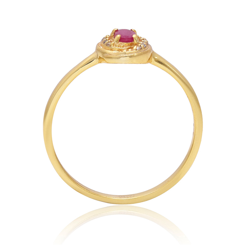Pozlátený Strieborný Prsteň s Madagaskarským Rubínom a Bielym Topásom