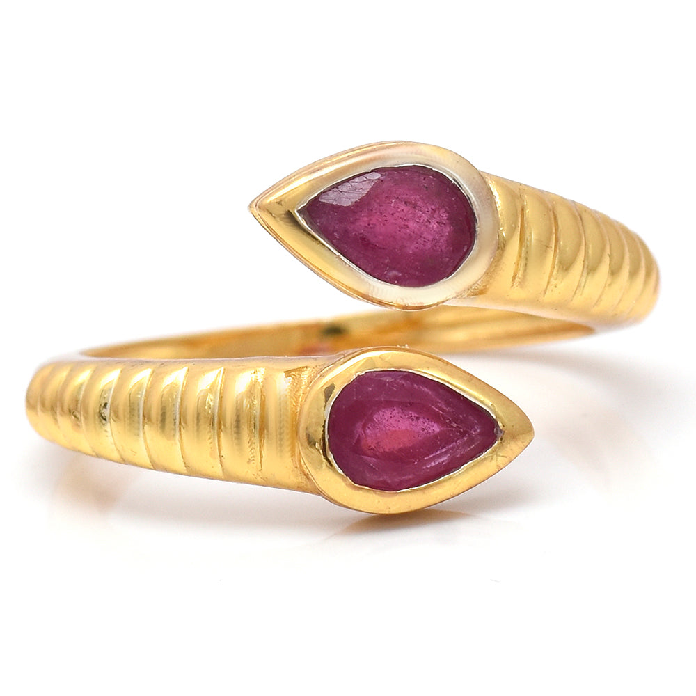 Pozlátený Strieborný Prsteň s Madagaskarským Rubínom