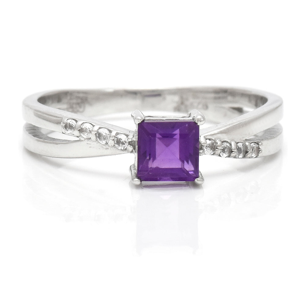 Strieborný Prsteň s Marockým Ametystom a Bielym Topásom