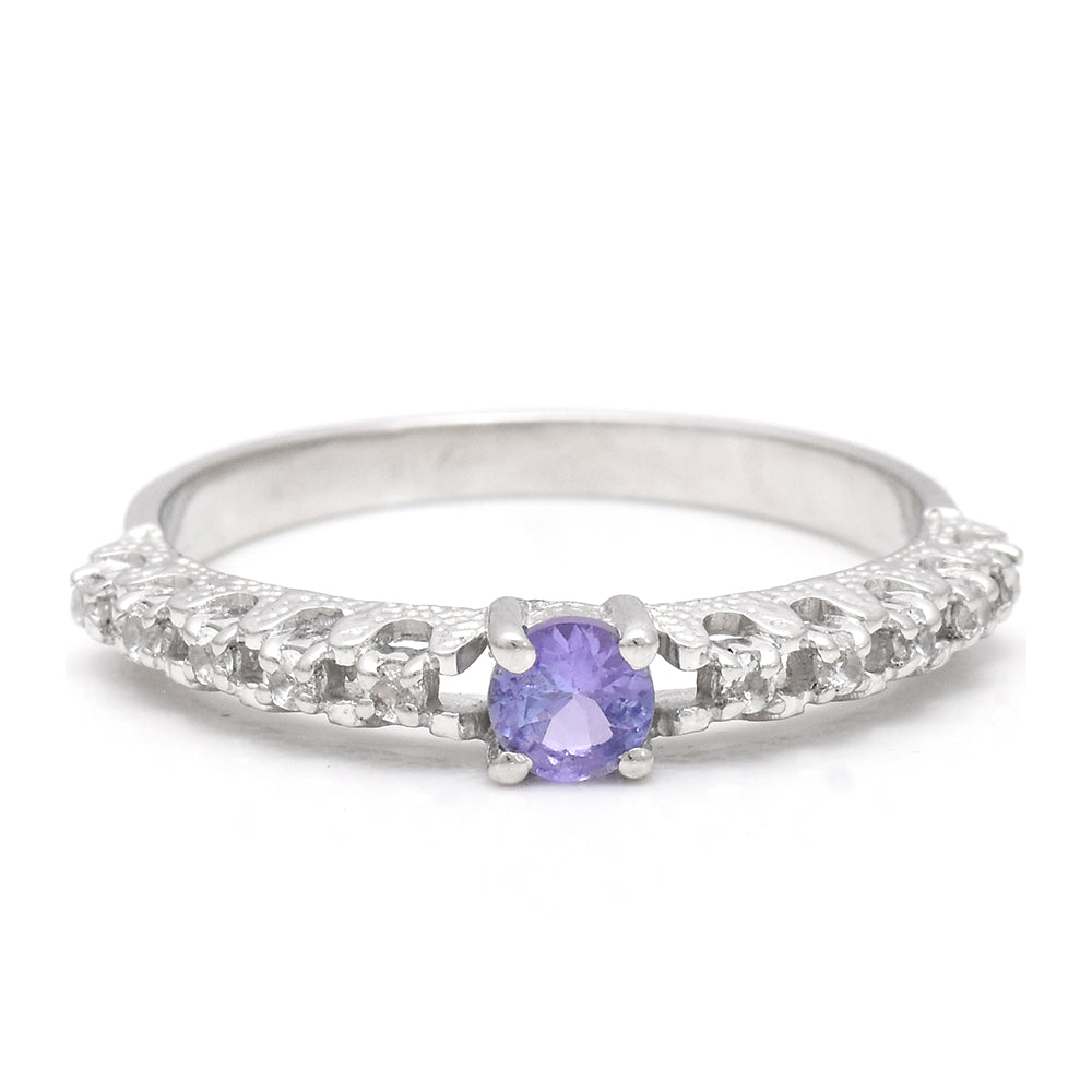 Strieborný Prsteň s AAA Tanzanitom a Bielym Topásom