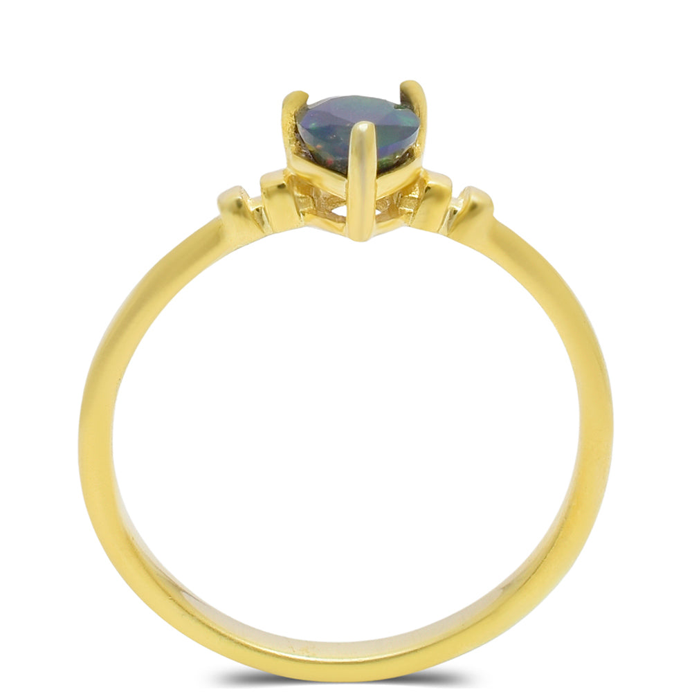 Pozlátený Strieborný Prsteň s Etiópskym Opálom z Lega Dembi
