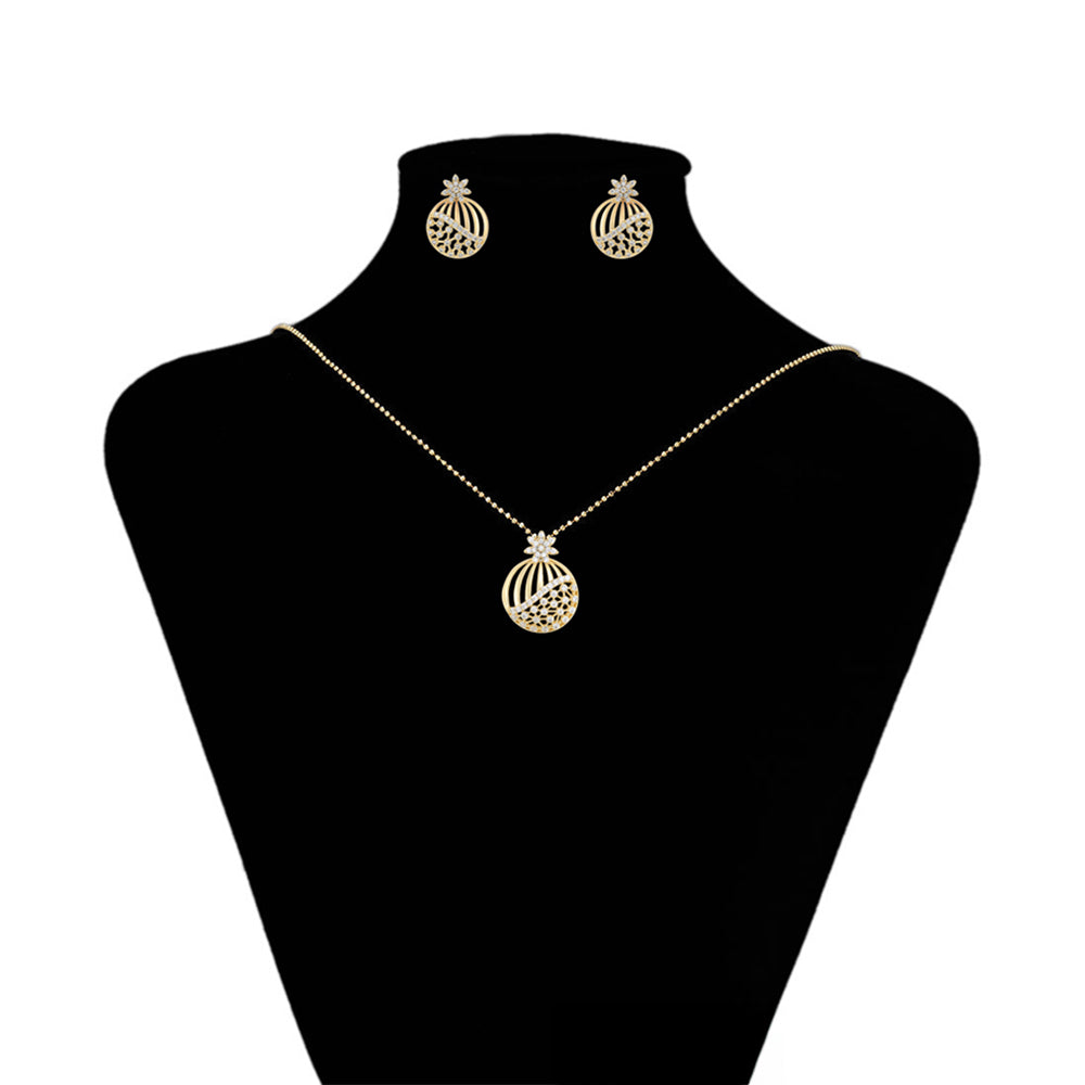 Pozlátené Zliatinové Sada s Bielym Emporia® Krištáľom ( Náušnice+Prívesok )