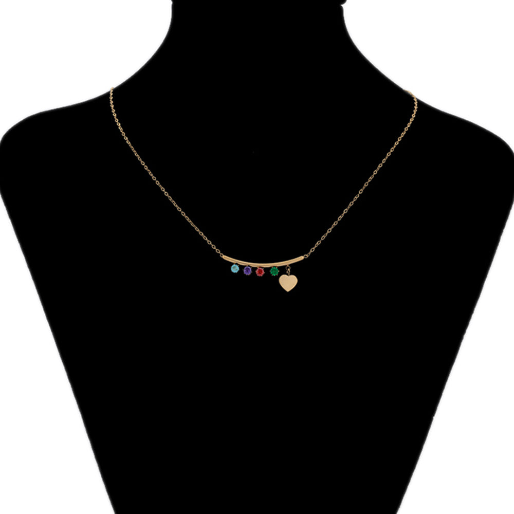 Pozlátený Zliatinový Náhrdelník s Červeným Emporia® Krištáľom a so Zeleným Emporia® Krištáľom