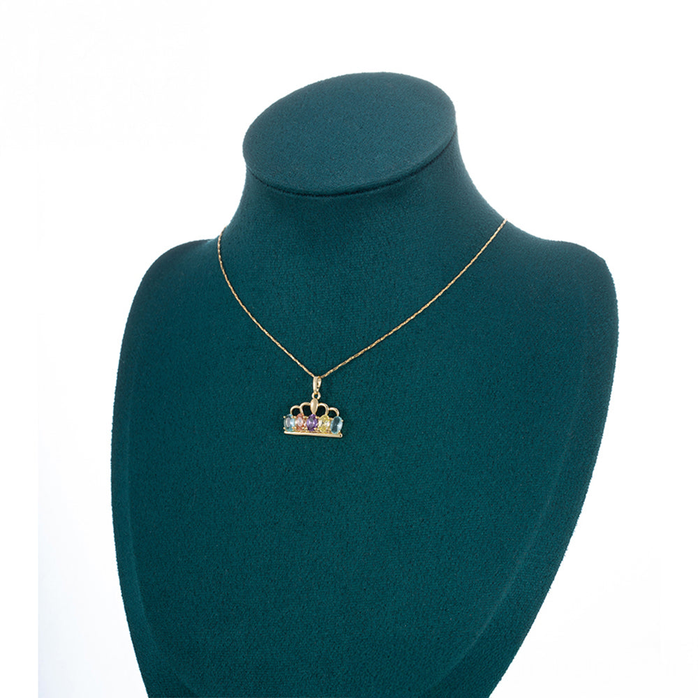 Pozlátené Zliatinové Sada s Fialovým Emporia® Krištáľom a so Žltým Emporia® Krištáľom ( Náušnice+Prívesok )