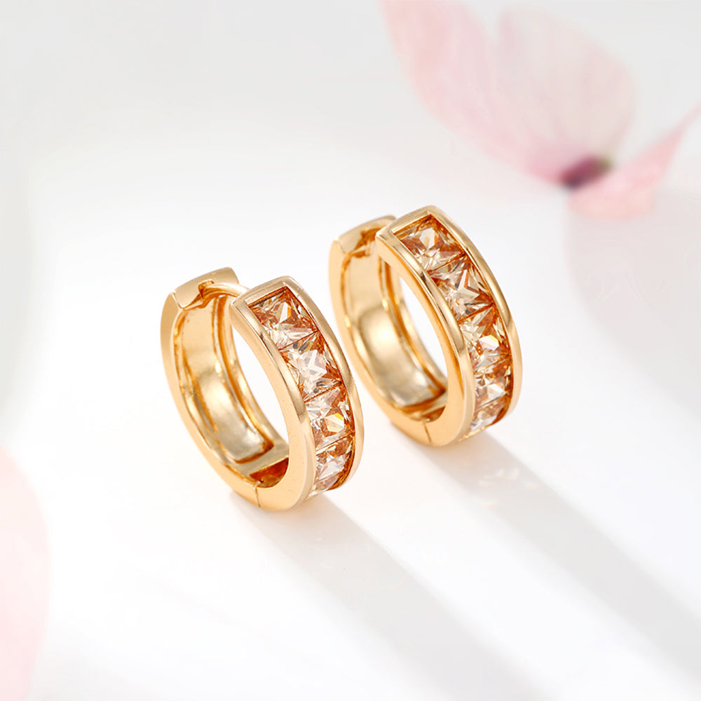 Pozlátené Zliatinové Náušnice s Bielym Emporia® Krištáľom