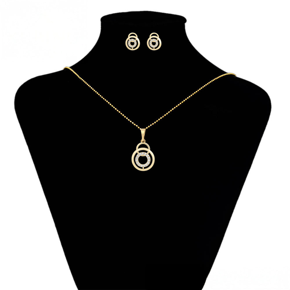 Pozlátené Zliatinové Sada s Bielym Emporia® Krištáľom ( Náušnice+Prívesok )