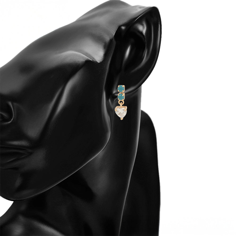 Pozlátené Zliatinové Náušnice s so Zeleným Emporia® Krištáľom a Bielym Emporia® Krištáľom