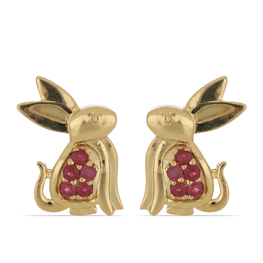 Pozlátené Strieborné Náušnice s Madagaskarským Rubínom