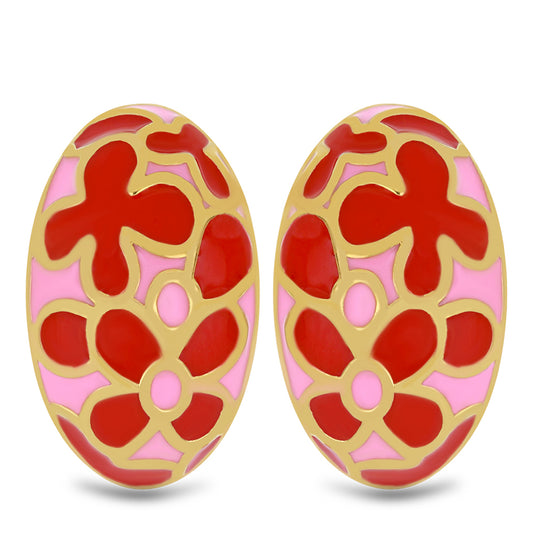 Pozlátené Strieborné Náušnice s so Smaltom