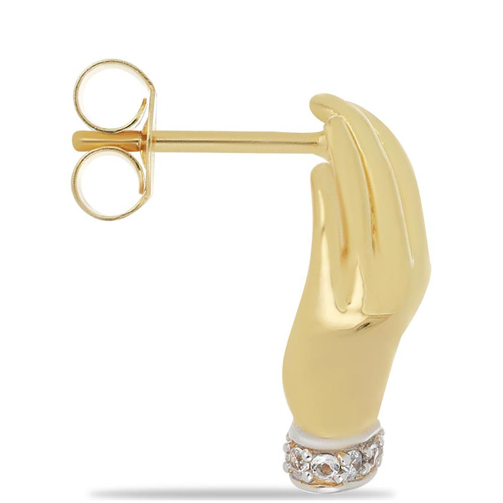 Pozlátené Strieborné Náušnice s Madagaskarským Rubínom a Bielym Topásom