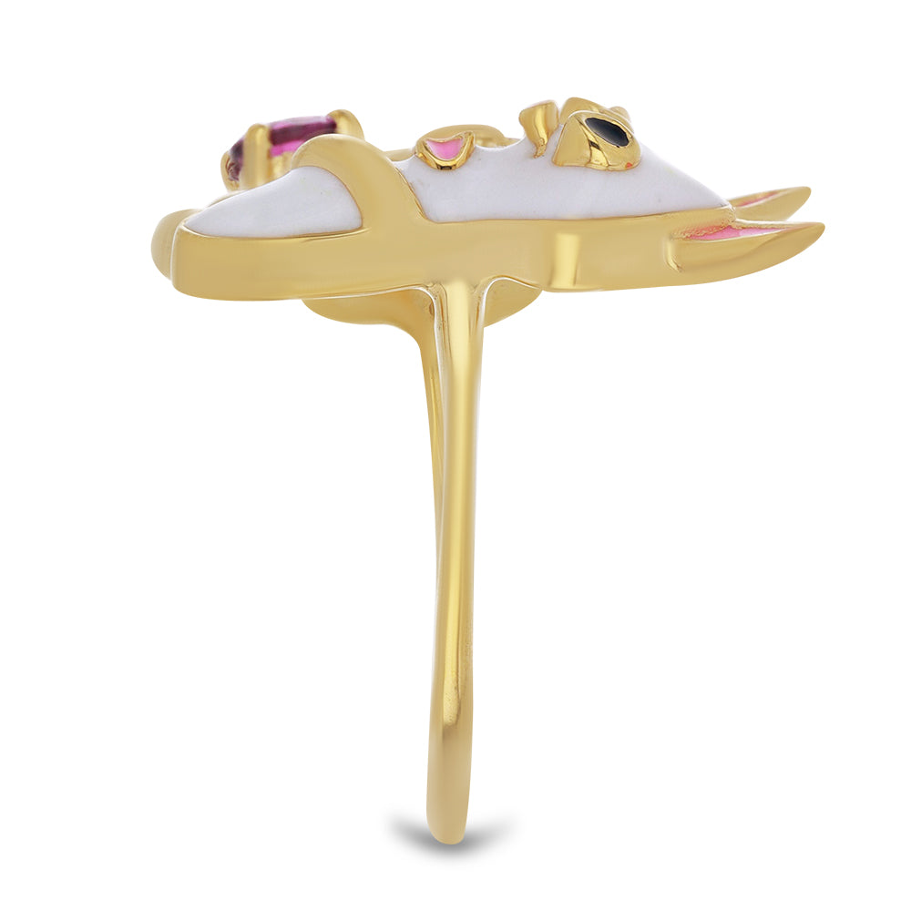 Pozlátený Strieborný Prsteň s so Smaltom a Bartonským Granátom