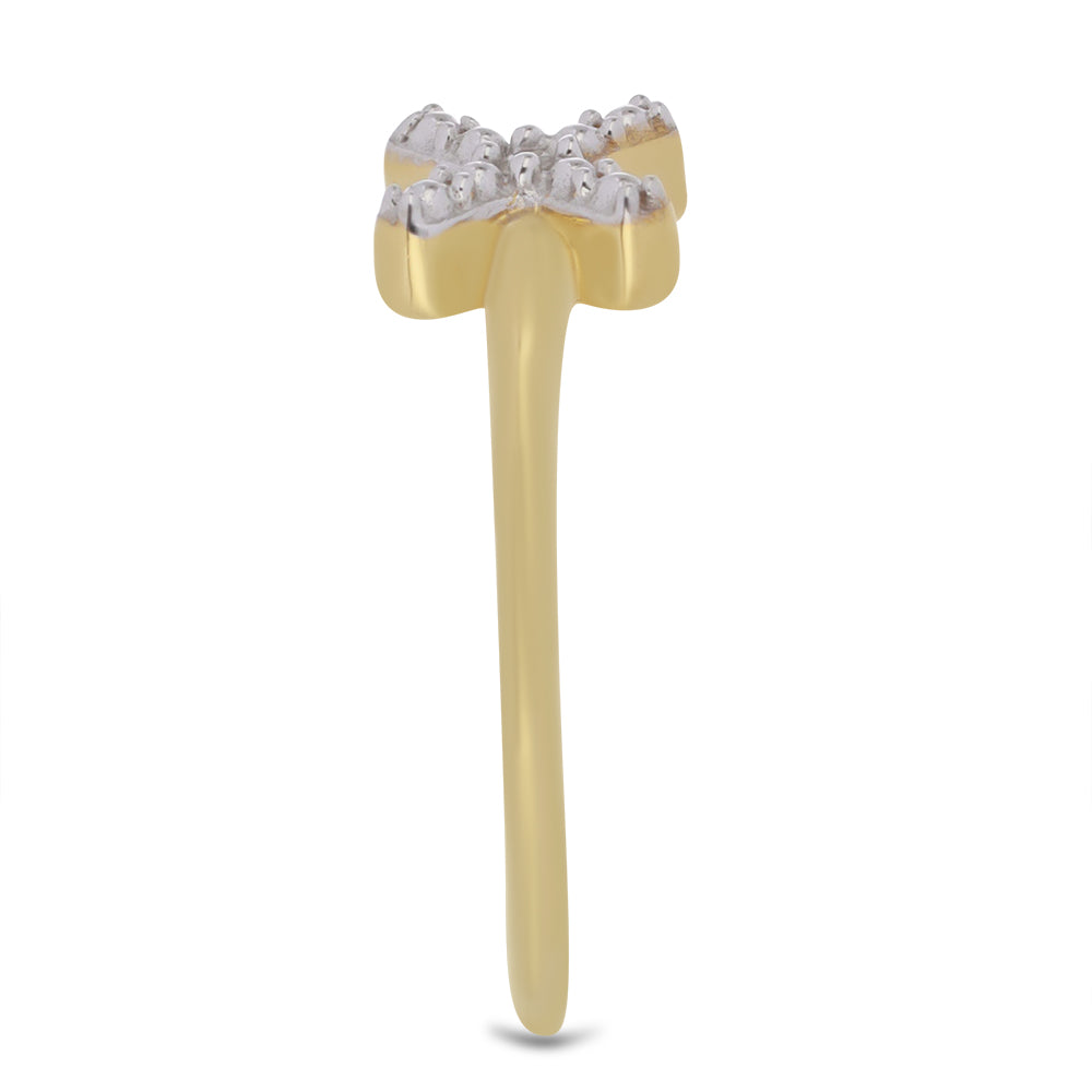 Pozlátený Strieborný Prsteň s Bielym Diamantom