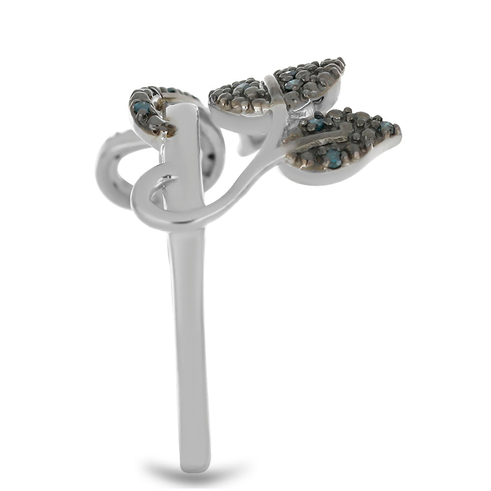 Strieborný Prsteň s Modrým Diamantom