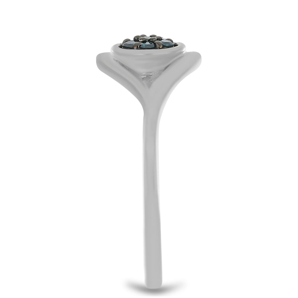 Strieborný Prsteň s Modrým Diamantom