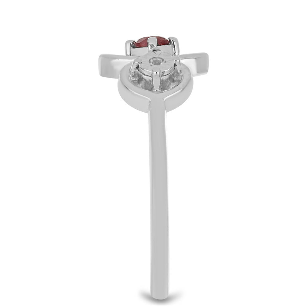Strieborný Prsteň s Madagaskarským Rubínom a Bielym Topásom