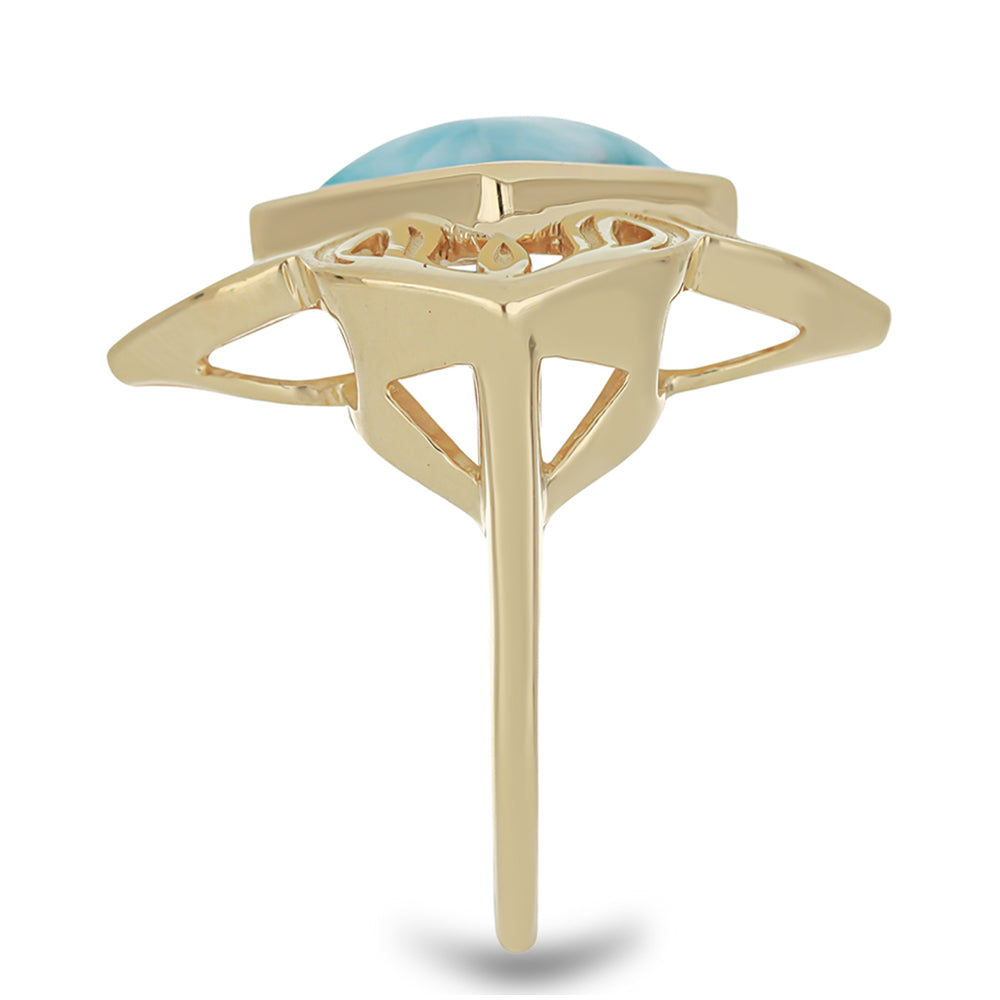 Pozlátený Strieborný Prsteň s Larimarom