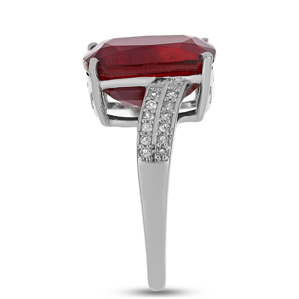 Strieborný Prsteň s Madagaskarským Rubínom a Bielym Topásom