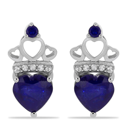 Strieborné Náušnice s Austrálskym Modrým Zafírom a Bielym Topásom