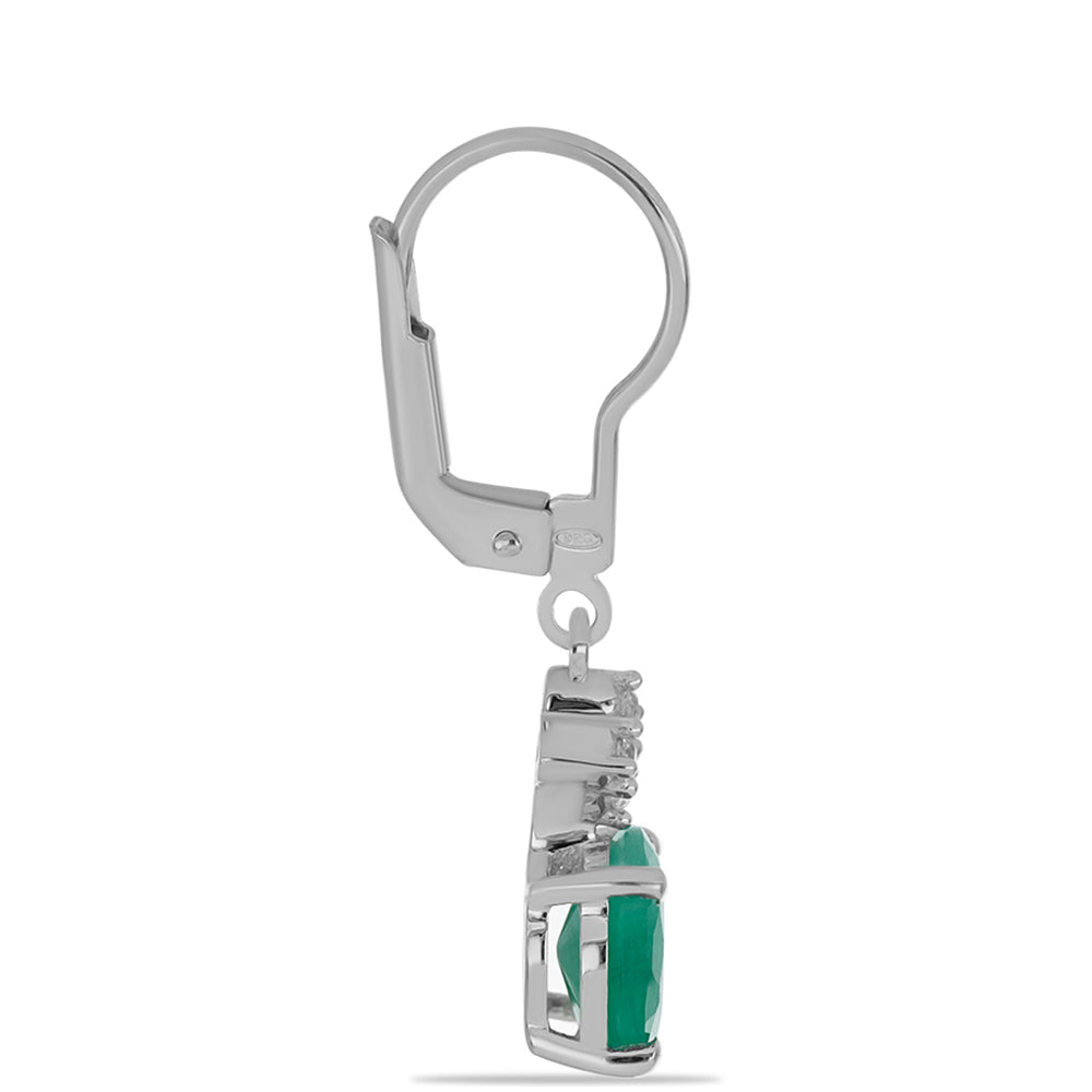 Strieborné Náušnice s Brazílskym Smaragdom a Bielym Topásom