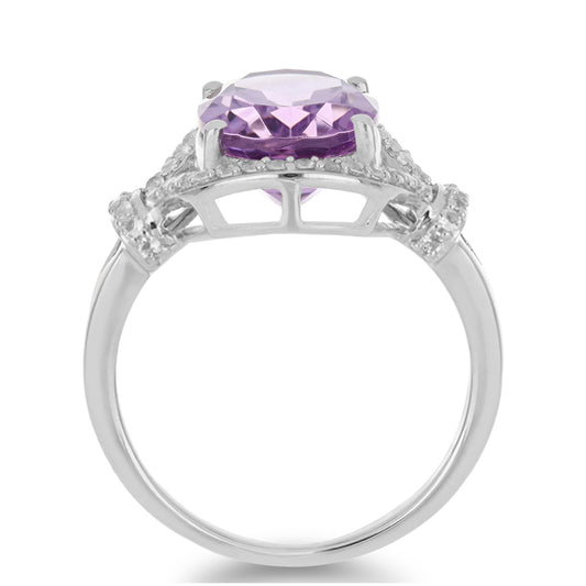 Strieborný Prsteň s Ametystom z Vera Cruz a Bielym Topásom