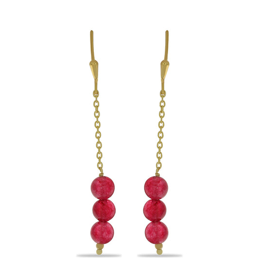 Pozlátené Strieborné Náušnice s Ružovým Ónyxom