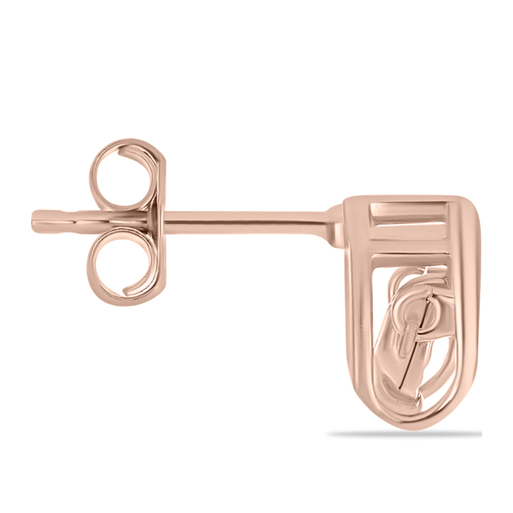 Ružovým Zlatom Pozlátené Strieborné Náušnice s Ružový Tancujúcim Diamantom