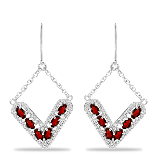 Strieborné Náušnice s Bartonským Granátom a Bielym Topásom