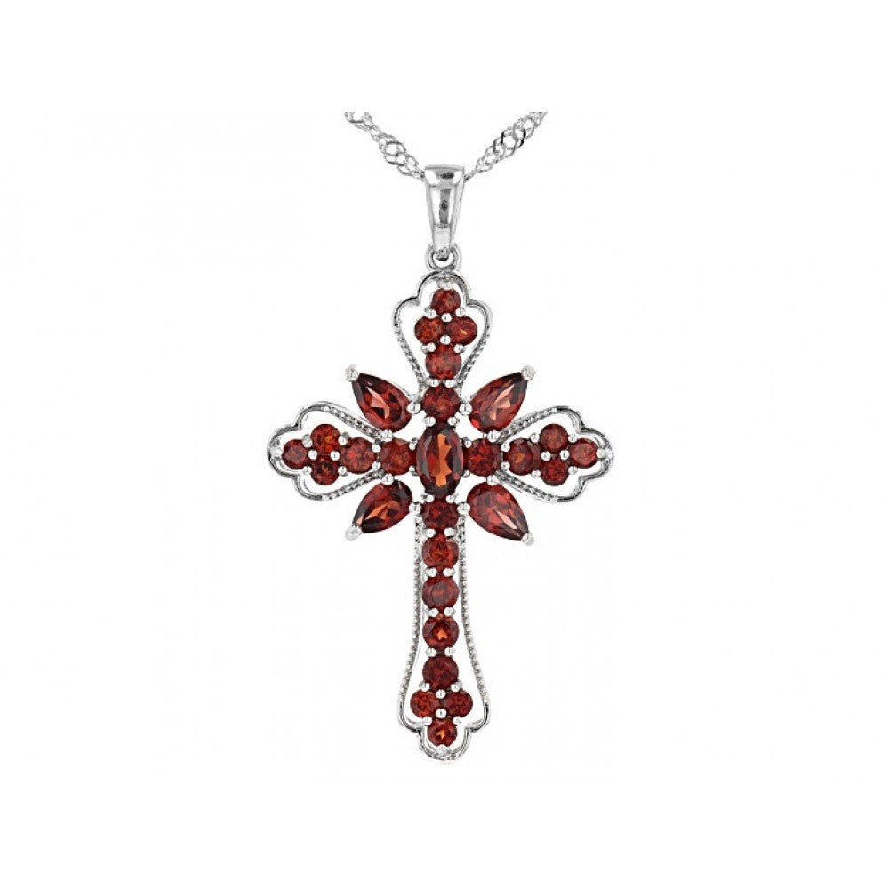 Kríž Strieborný Prívesok s Bartonským Granátom