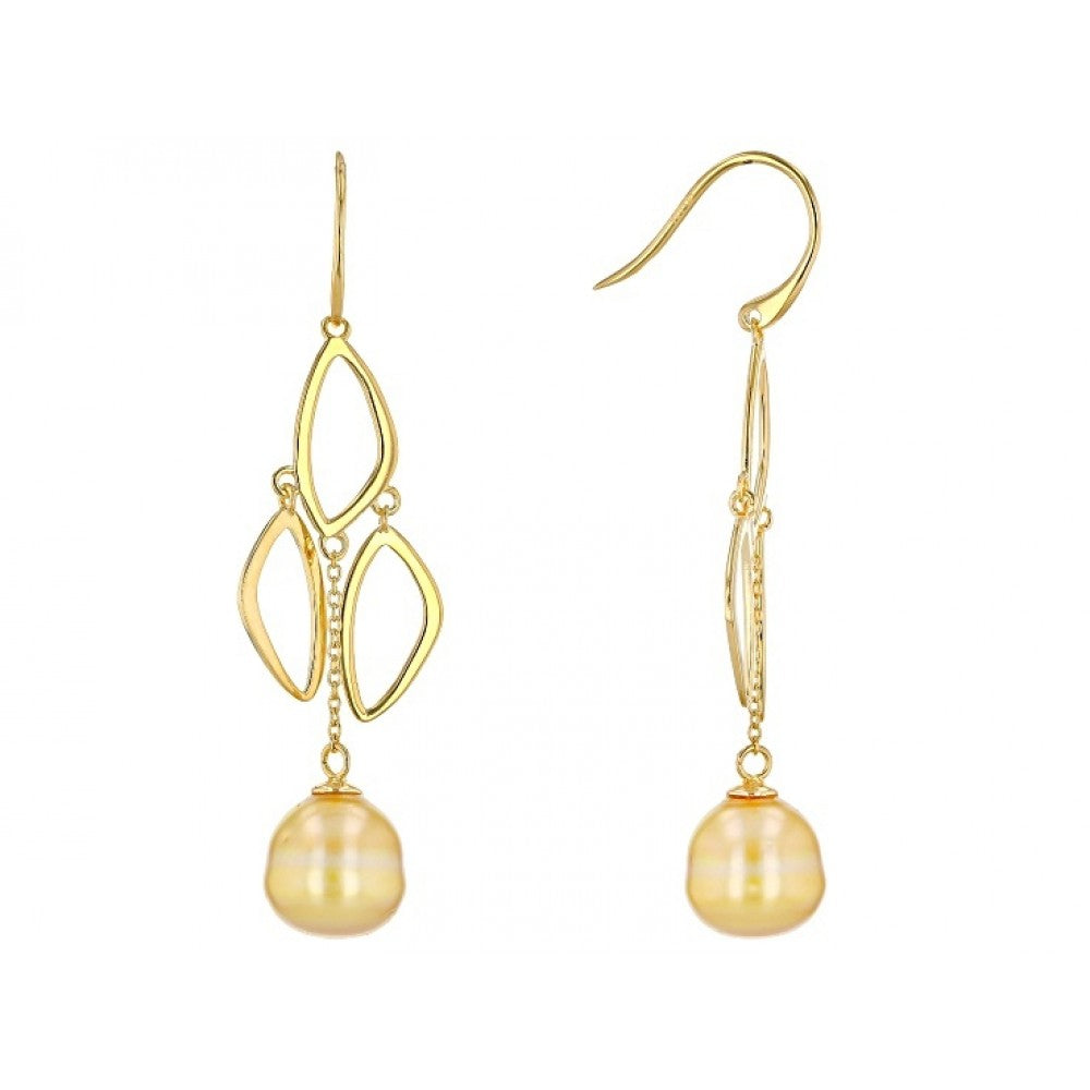 Pozlátené Strieborné Náušnice s so Zlatou Sladkovodnou Perlou a Bielym Topásom