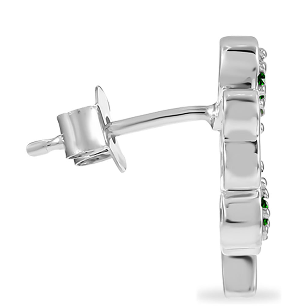 Strieborné Náušnice s Chrom Diopsidom