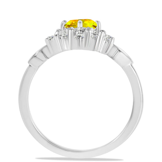 Strieborný Prsteň s Uralským Citrínom a Bielym Topásom