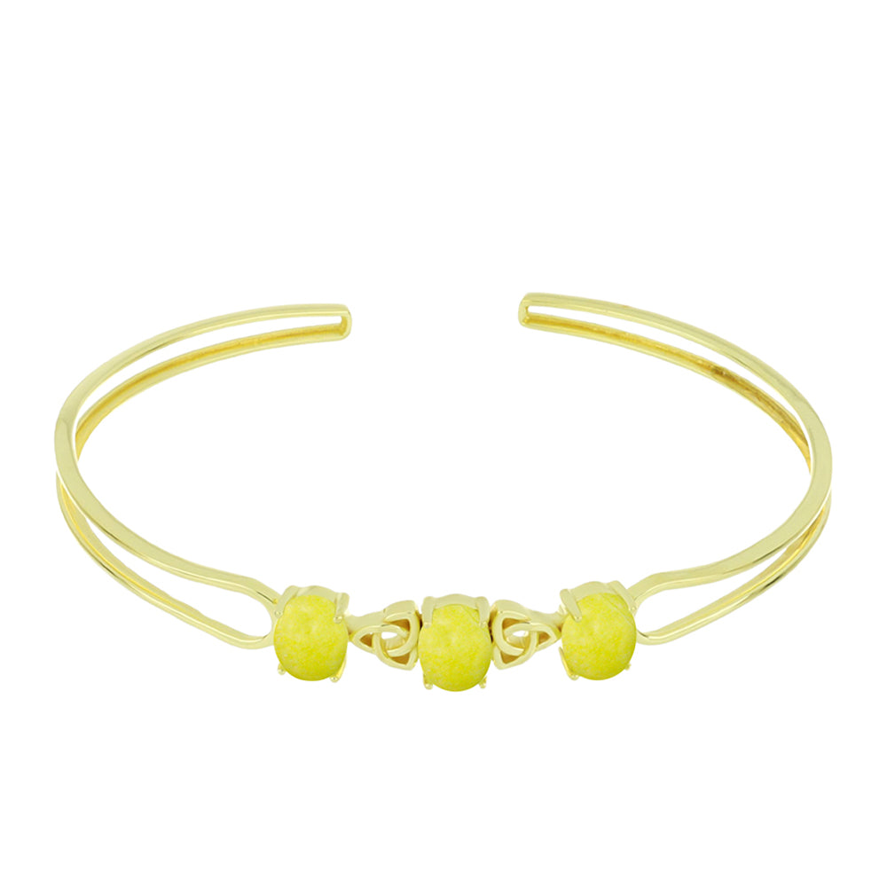 Pozlátený Strieborný Náramok s so Žltým Serpentinom